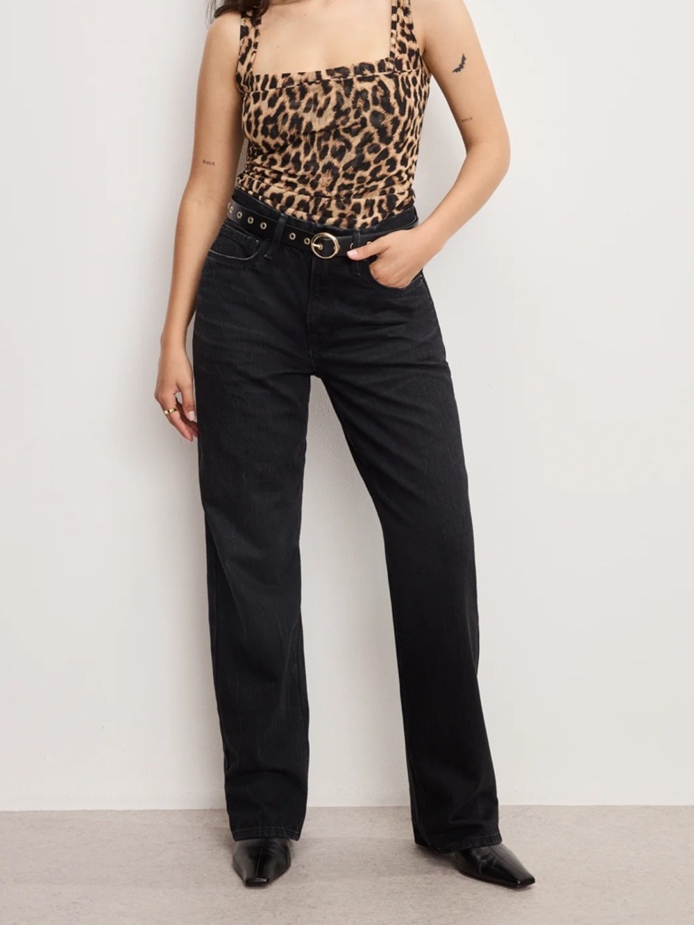 New! Good American 90s Relaxed Jeans Black NWT Size 0 High Rise Straight Leg